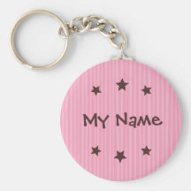 Keychain: Rosa- und Schokoladensterne - mein Name Schlüsselanhänger