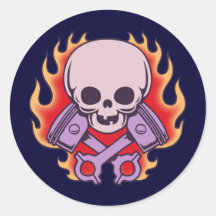 Kidskull u. gekreuzte Kolben Runder Sticker