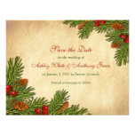 Kiefern-Ast-Feiertags-Winter Save the Date Wedding Individuelle Einladungskarte