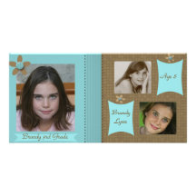 Kind/Familie aquamarin u. Schokoladen-Foto-Karte Personalisierte Photo Karte