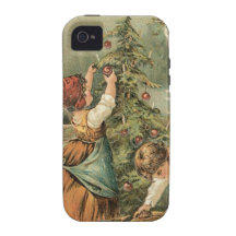 Kinder, die draußen Weihnachtsbaum verzieren Vibe iPhone 4 Hülle