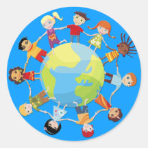 Kinder für Weltfrieden Runder Sticker