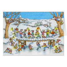 Kinderschnee-Prozessions-Weihnachtsgruß-Karte