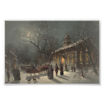 Kirche auf Weihnachtsabend Photo Druck