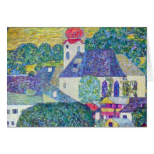 Kirche St. Wolfgang durch Gustav Klimt, viktoriani Grußkarte