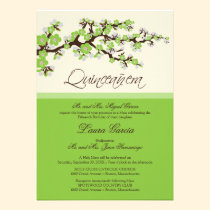 Kirschblüte Quinceanera Einladung (Grün) einladungen