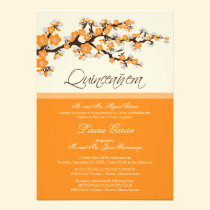 Kirschblüte Quinceanera Einladung (orange) einladungen