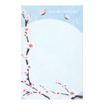 Kirschblüte- und Liebe-Schmetterlings-Blau-Briefpa Druckpapiere