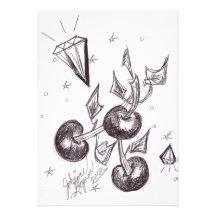 Kirschen und Diamant-Einladungs-Karte