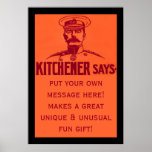 Kitchener sagt Vintagen ~ kundengerechten Spaß Plakatdrucke