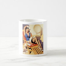 Klappstuhl-SeemannPin herauf Mädchen Kaffee Haferl
