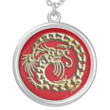 Klare Rot-und Golddrache-Halskette