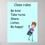 Klassenzimmer ordnet Plakat/Zeichen an