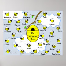 Klassenzimmer-Plakat - Klassen-Namen-Honig-Bienen 