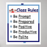 Klassenzimmer-Regeln: 5 p Plakat