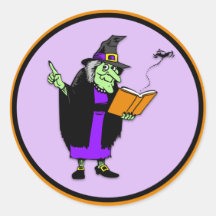 Klassische Cartoon-Halloween-Hexe Runder Sticker