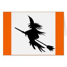 Klassische Fliegen-Hexe-Schatten-Halloween-Karten
