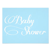 Klassische Kalligraphie-blaue Babyparty-Einladung
