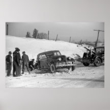 Klassisches Auto Wreck, 1940 Posterdruck