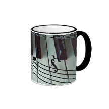 Klavier-Schlüssel und Musiknoten Kaffee Haferl