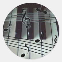 Klavier-Schlüssel und Musiknoten Runde Sticker