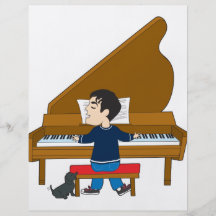 Klavier-Spieler und Hund Flyerdesign