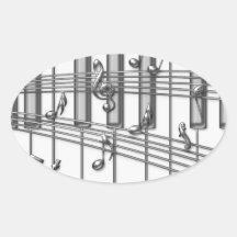 Klavier-Tastatur-Silber-Musiknoten Sticker