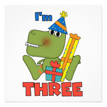 Kleine 3. Geburtstags-T-Shirts und Geschenke Dino Einladungskarte