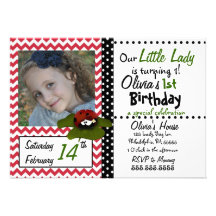 Kleine Dame Bug Invitation Personalisierte Ankündigungskarte