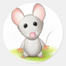 Kleine graue Maus Runde Sticker