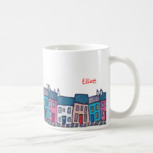 Kleine Häuser auf einem Abhang Kaffeehaferl