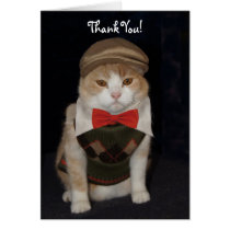 Kleine Herr-Katze in der Rauten-Strickjacke danken karten