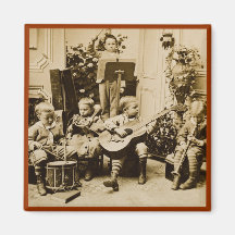 Kleine Jungen-Orchester - Vintages Stereoview Kühlschrankmagnete