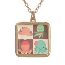 Kleine Kraken-kariertes Muster Schmuck