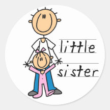 Kleine Schwester mit Bruder-T-Shirts und Geschenke Runder Aufkleber