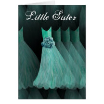 KLEINE SCHWESTER Trauzeugin AQUA-BLAU Kleid Karte