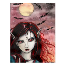 Kleine Vampirs-Postkarte durch Molly Harrison
