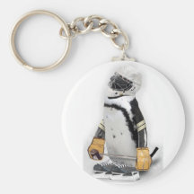 Kleiner Pinguin-tragender Hockey-Gang Schlüsselanhänger