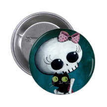 Kleines Fräulein Death - Hallowen Schönheit Anstecknadelbutton