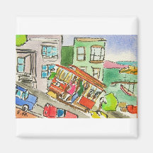 kletternder Hügel der Drahtseilbahn nahe fisherman Kühlschrankmagnet