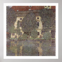 Klimt - Schloss Kammer morgens Attersee Plakatdruck