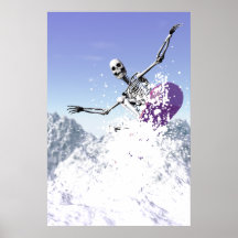 Knochen auf einem Snowboard Plakate