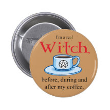 Knopf Kaffee-Hexe Anstecknadel