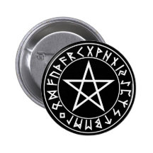 Knopf Rune-Pentagramm auf Schwarzem Anstecknadelbutton