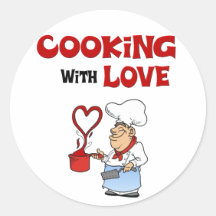 Kochen mit Liebe Runder Aufkleber