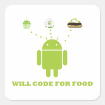 Kodiert für Nahrung (androider Softwareentwickler) Quadratsticker