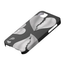 Kohlenstoff und Stahl"defekte Herzen" iPhone 5 u. iPhone 5 Hülle
