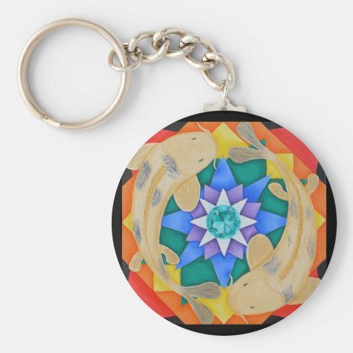 Koi Fische und Lotus Keychain Schlüsselanhänger