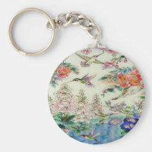 Kolibri-Blumen-beflecktes Glas wow Schlüsselband