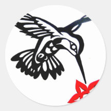 Kolibri u. Blume Edited.jpg Runder Sticker